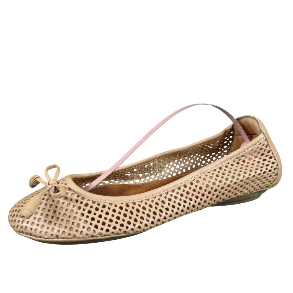 Eurosoft‎ Tan Perforated Ballet Flats Womens Size 7 Casual Slip On Bow Shoes
